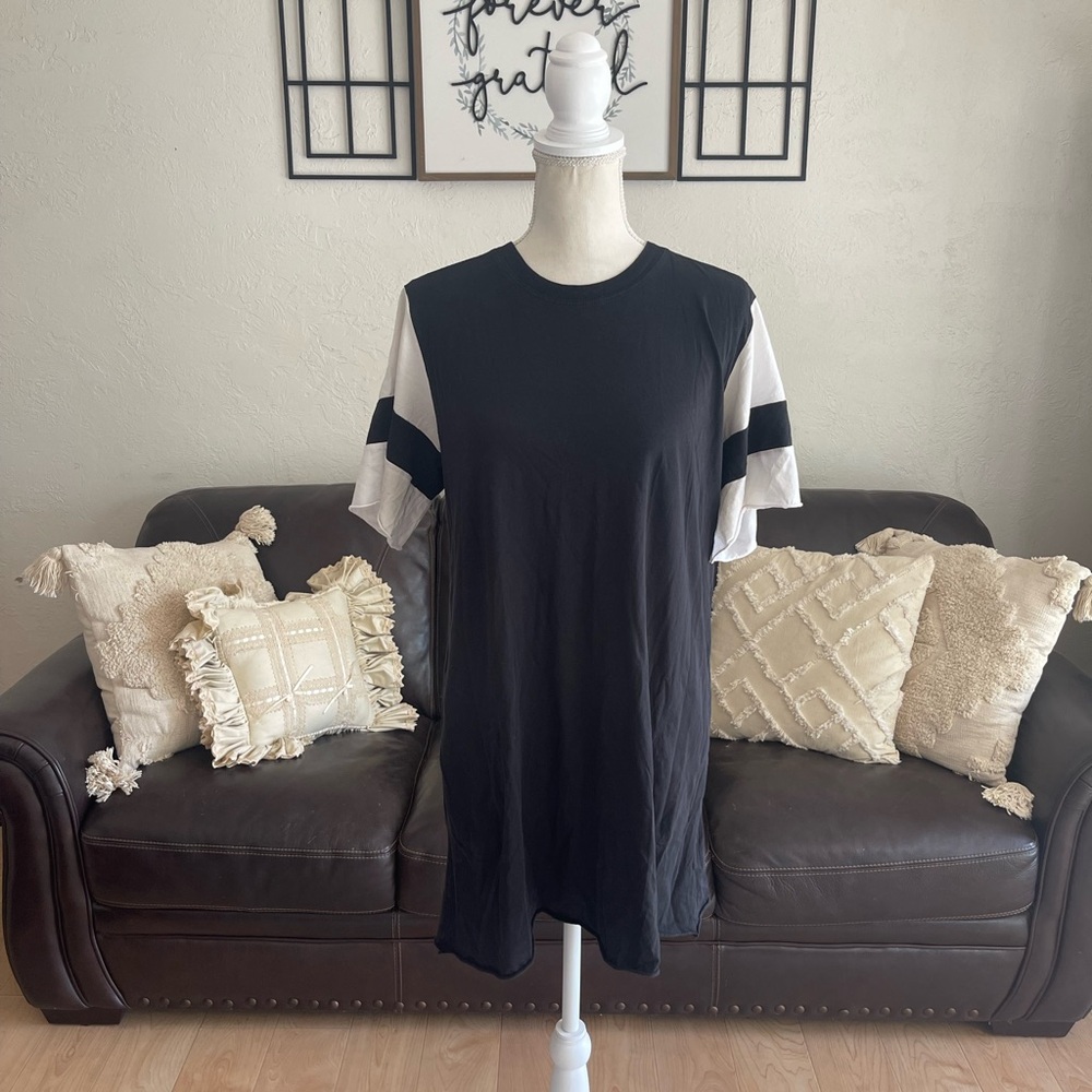 ATM By Anthony Thomas Melillo Dress Classic Jersey Striped Sleeve Size Large